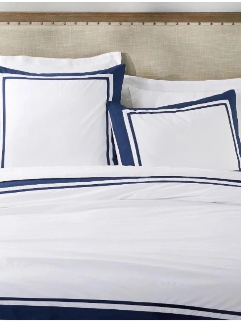 Pottery Barn Morgan Stripe Duvet Cover King Cal King White Navy Cotton New